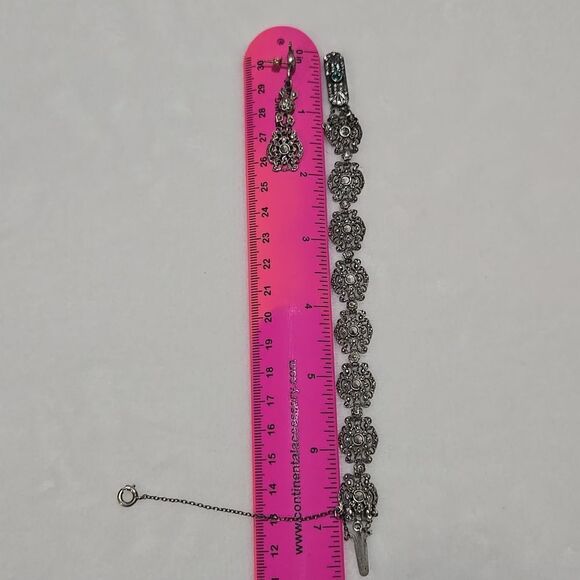 Art Deco Sterling Silver German Bracelet With Matching Earrings - Picture 9 of 13